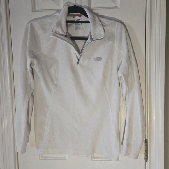 North Face 1/4 zip fleece pullover polartec lightweight Sweatshirt winter white - Picture 3 of 11
